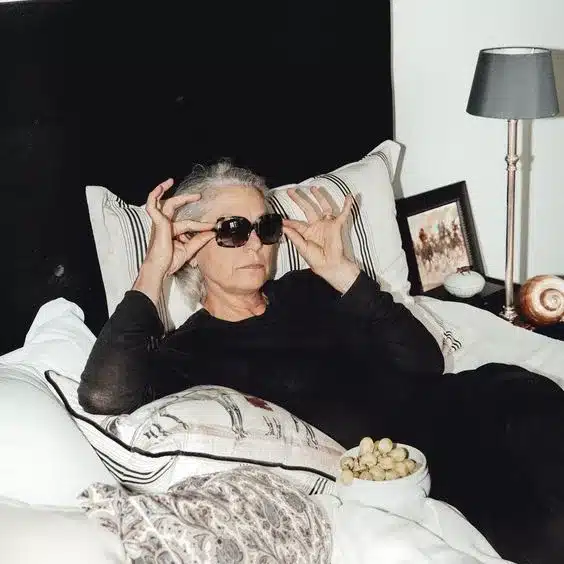 UGC over 50 in bed. A successful Gen X UGC creator.